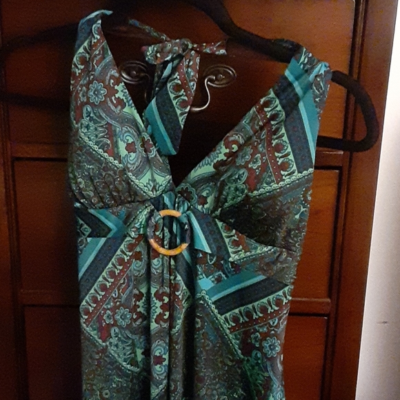 Blue green paisley print maxi - Picture 3 of 5